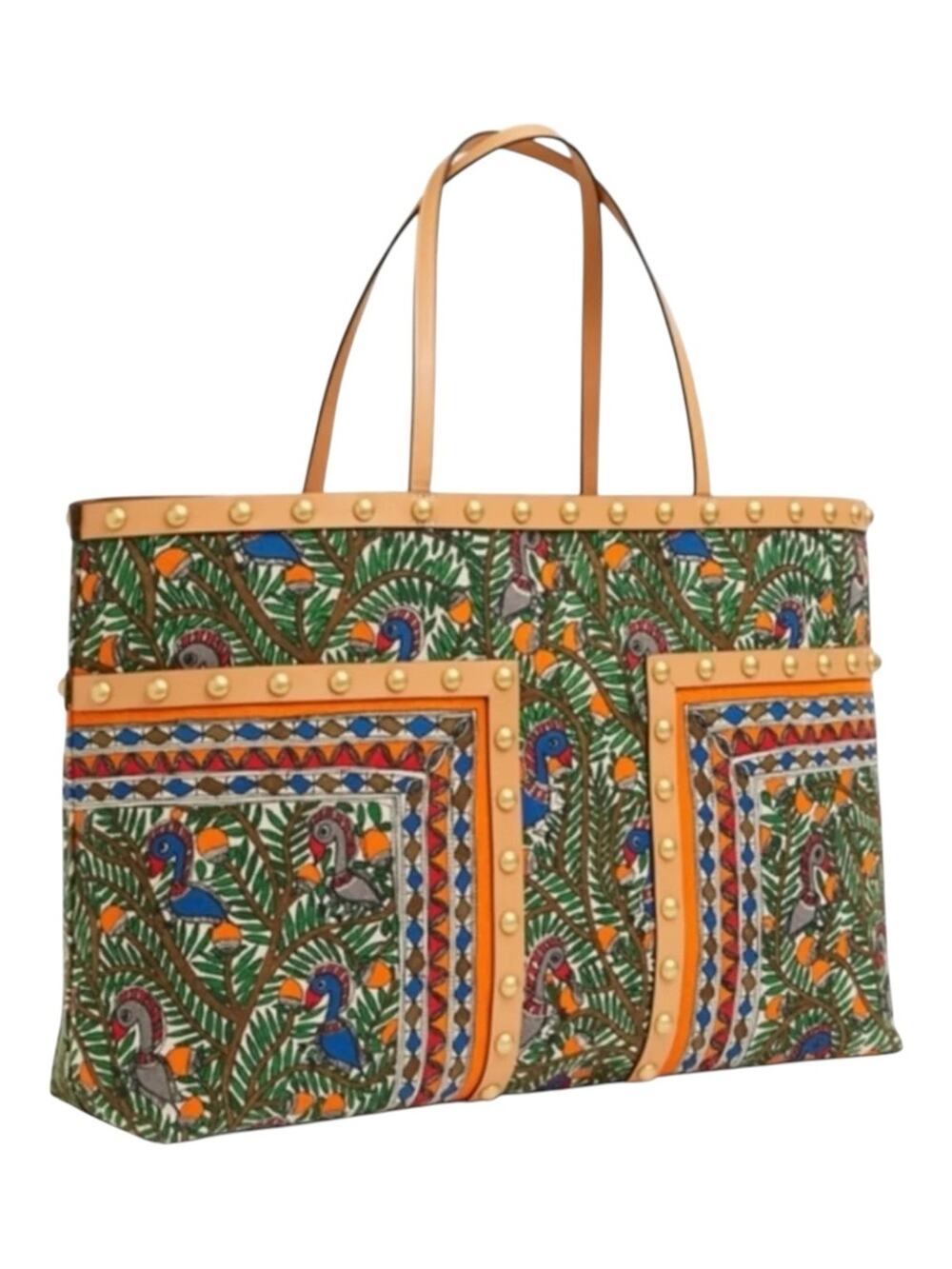 Tory Burch Block T Stud Something Wild Print Tote with Pouch